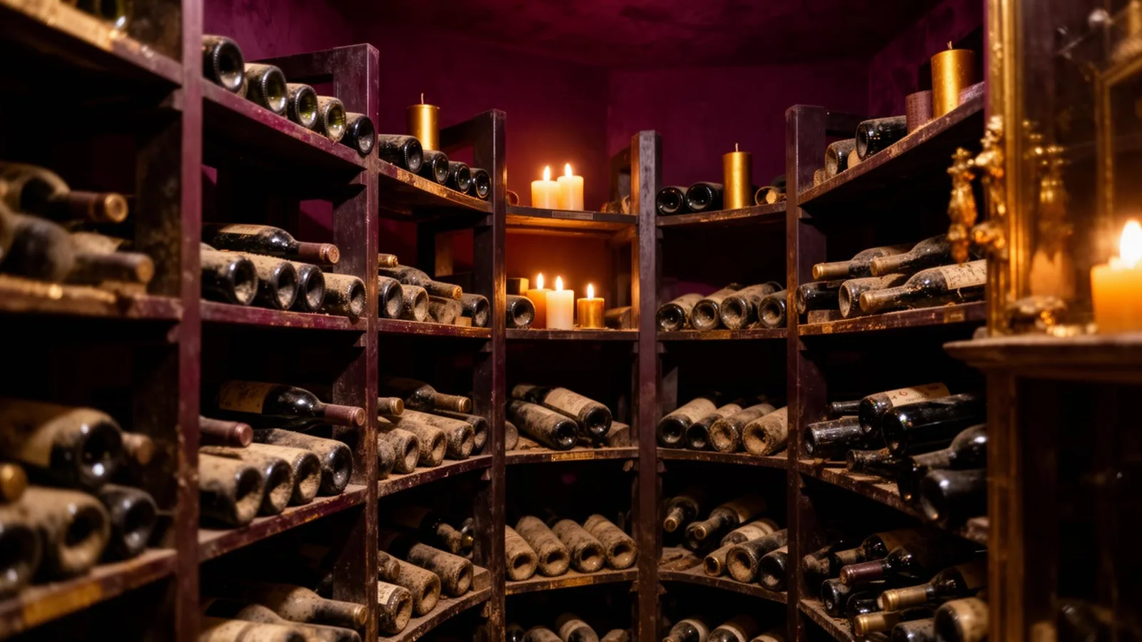Wine cellar with aged bottles